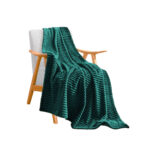 Dark GreenThrow Blanket Warm Cozy Striped Pattern Thin Flannel Fleece Bed Sofa Comforter
