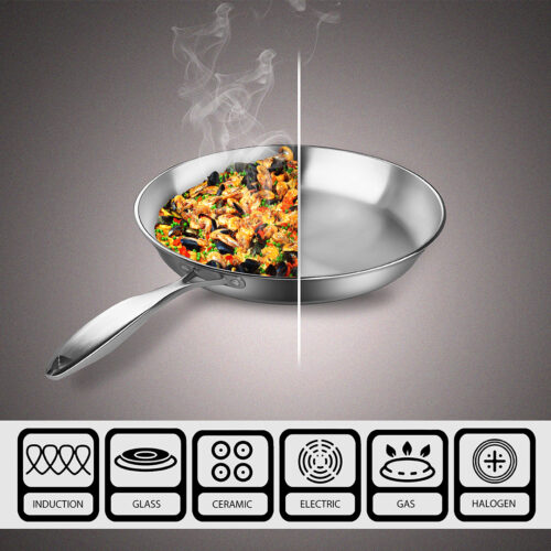 Stainless Steel Fry Pan 24cm Frying Pan Top Grade Induction Cooking FryPan - Image 2
