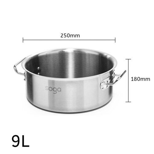 Stock Pot 9L Top Grade Thick Stainless Steel Stockpot 18/10 Without Lid - Image 5