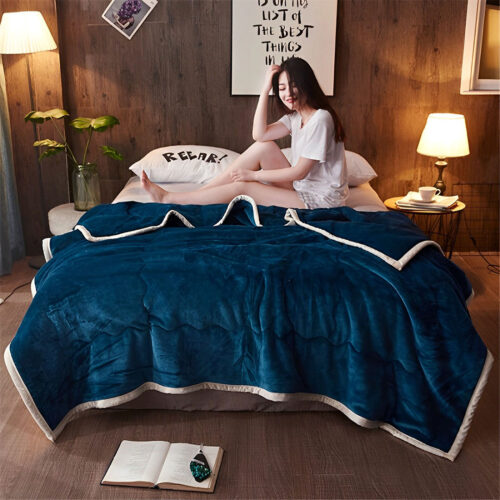 Navy Blue Throw Blanket Warm Cozy Double Sided Thick Flannel Fleece Bed Sofa Comforter - Image 6