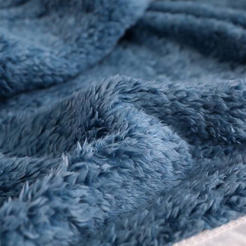 Throw Blanket Warm Cozy Double Sided Thick Flannel Fleece Bed Sofa Comforter Dark Blue - Image 6
