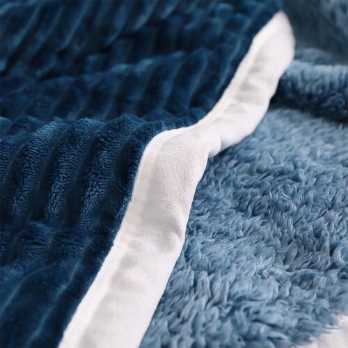 Throw Blanket Warm Cozy Double Sided Thick Flannel Fleece Bed Sofa Comforter Dark Blue - Image 8
