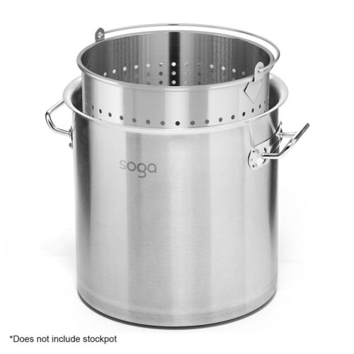 2x 12L 18/10 Stainless Steel Perforated Stockpot Basket Pasta Strainer with Handle - Image 8