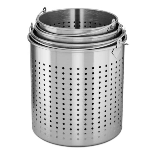 2x 12L 18/10 Stainless Steel Perforated Stockpot Basket Pasta Strainer with Handle - Image 9