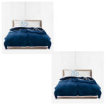 2x Navy Blue Throw Blanket Warm Cozy Double Sided Thick Flannel Fleece Bed Sofa Comforter