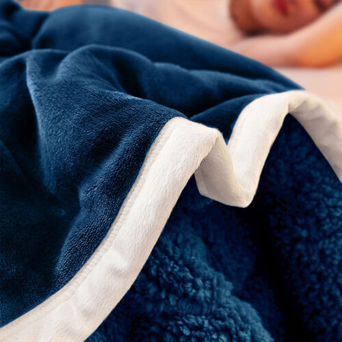 2x Navy Blue Throw Blanket Warm Cozy Double Sided Thick Flannel Fleece Bed Sofa Comforter - Image 3