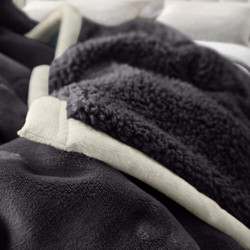 2x Dark Grey Throw Blanket Warm Cozy Double Sided Thick Flannel Fleece Bed Sofa Comforter - Image 3