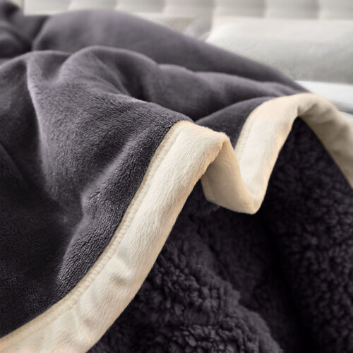 2x Dark Grey Throw Blanket Warm Cozy Double Sided Thick Flannel Fleece Bed Sofa Comforter - Image 4