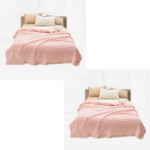 2x Throw Blanket Warm Cozy Double Sided Thick Flannel Fleece Bed Sofa Comforter Pink