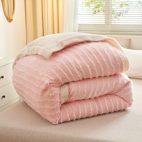 2x Throw Blanket Warm Cozy Double Sided Thick Flannel Fleece Bed Sofa Comforter Pink - Image 9