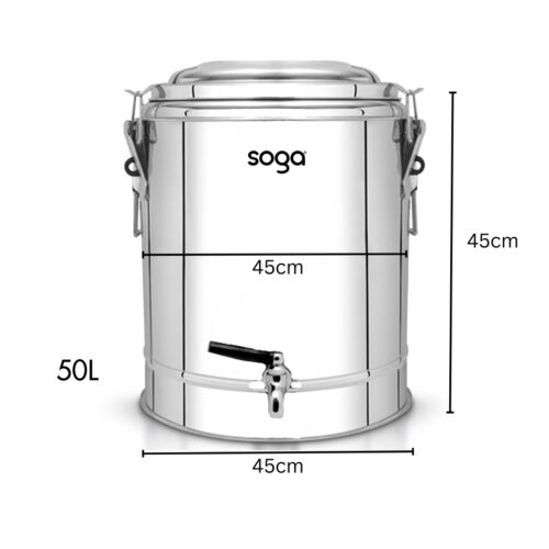 50L Stainless Steel Insulated Stock Pot Hot Cold Beverage Container - Image 2