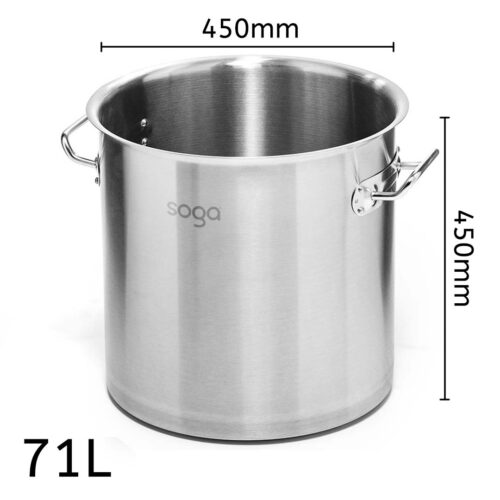 Stock Pot 71L Top Grade Thick Stainless Steel Stockpot 18/10 Without Lid - Image 5