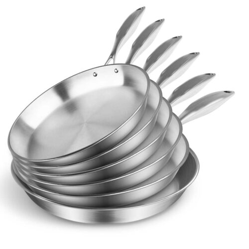 6X Stainless Steel Fry Pan Frying Pan Top Grade Induction Skillet Cooking FryPan