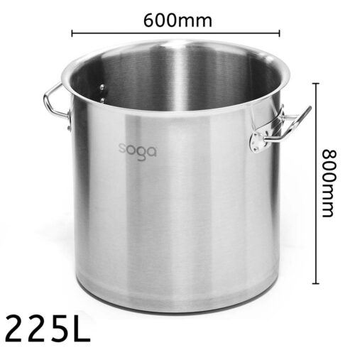 Stock Pot 225L Top Grade Thick Stainless Steel Stockpot 18/10 Without Lid - Image 5