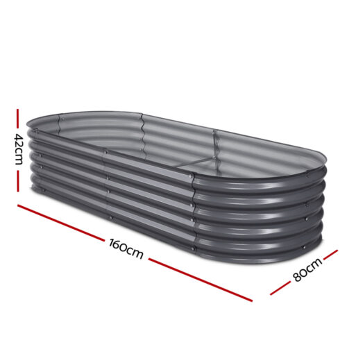 2x Green Fingers Raised Garden Bed 160X80X42cm Oval Planter Box Raised Container Galvanised - Image 2