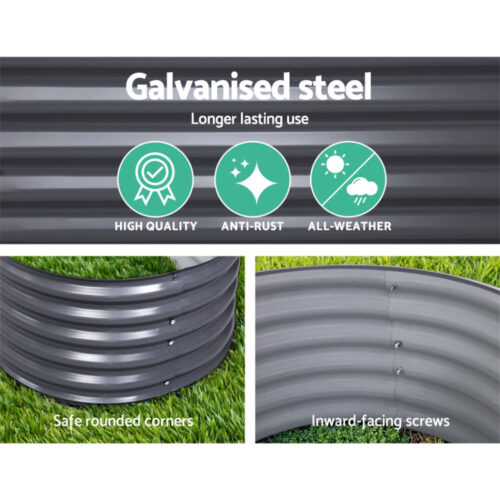 2x Green Fingers Raised Garden Bed 160X80X42cm Oval Planter Box Raised Container Galvanised - Image 4