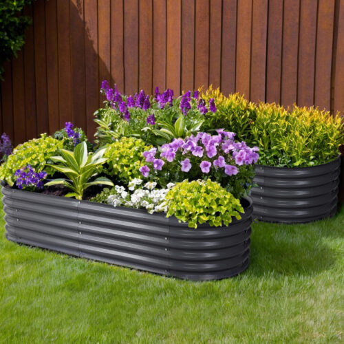 2x Green Fingers Raised Garden Bed 160X80X42cm Oval Planter Box Raised Container Galvanised - Image 7