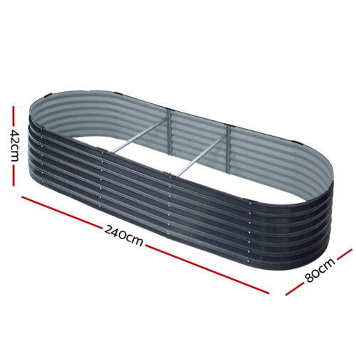 2x Raised Green Fingers Garden Bed 240X80X42cm Oval Planter Box Container Galvanised - Image 2