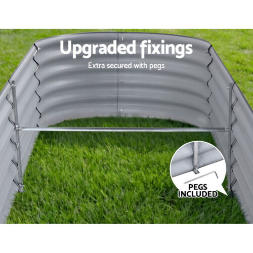 2x Raised Green Fingers Garden Bed 240X80X42cm Oval Planter Box Container Galvanised - Image 4