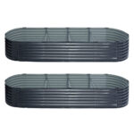 2x Green Fingers Raised Garden Bed 320X80X42cm Oval Planter Box Container Galvanised