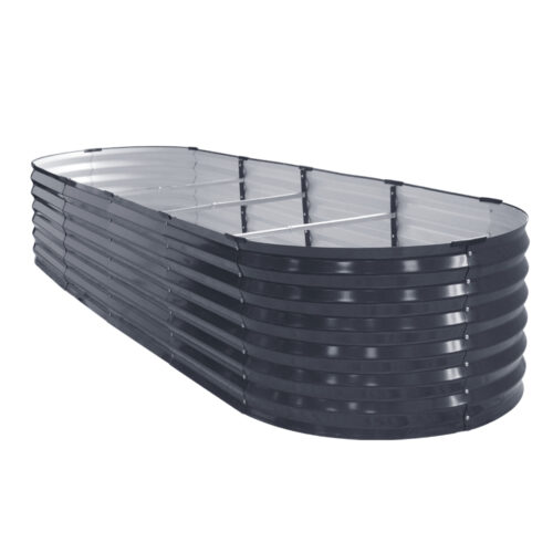 2x Green Fingers Raised Garden Bed 320X80X42cm Oval Planter Box Container Galvanised - Image 3