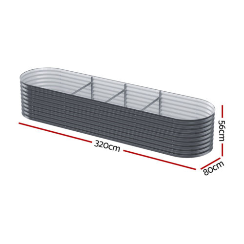 2x Green Fingers Raised Garden Bed 320X80X56cm Oval Planter Box - Image 2