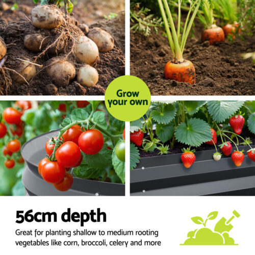 2x Green Fingers Raised Garden Bed 320X80X56cm Oval Planter Box - Image 6