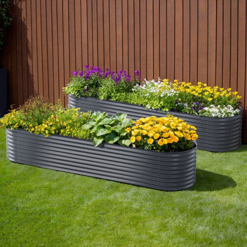 2x Green Fingers Raised Garden Bed 320X80X56cm Oval Planter Box - Image 7