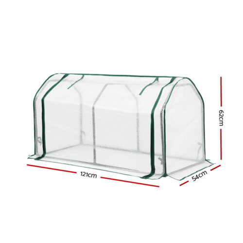 Green Fingers Mini Greenhouse PE Cover Green House Roll-Up Zippered Door 1.2x0.5x0.6M - Image 2