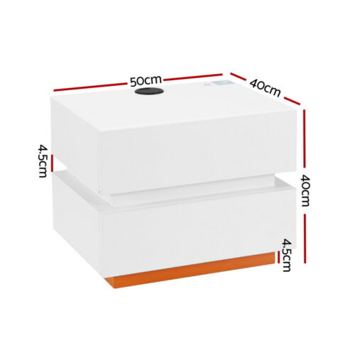 Artiss Smart Bedside Table LED Wireless Charging Ada - Image 2