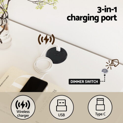 Artiss Smart Bedside Table LED Wireless Charging Ada - Image 5