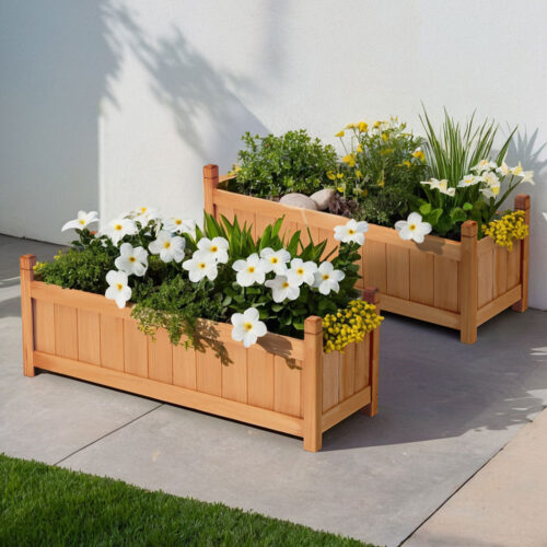 2x Green Fingers Raised Garden Bed 90x30x33cm Wooden Planter Box Raised Container Growing - Image 7