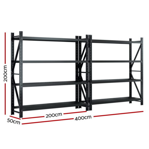 Giantz 4Mx2M Garage Shelving Warehouse Rack Black - Image 2