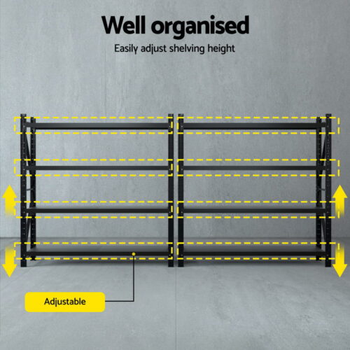 Giantz 4Mx2M Garage Shelving Warehouse Rack Black - Image 5
