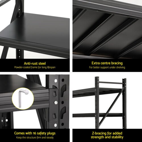 Giantz 4Mx2M Garage Shelving Warehouse Rack Black - Image 6