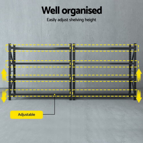 Giantz 4Mx1.8M Garage Shelving Warehouse Rack Black - Image 5