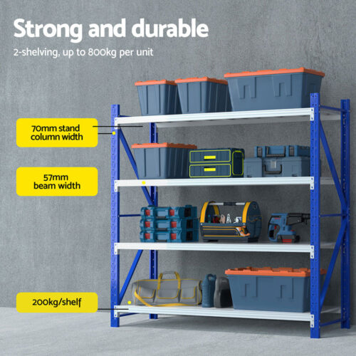 Giantz 4Mx2M Garage Shelving Warehouse Rack Blue - Image 4