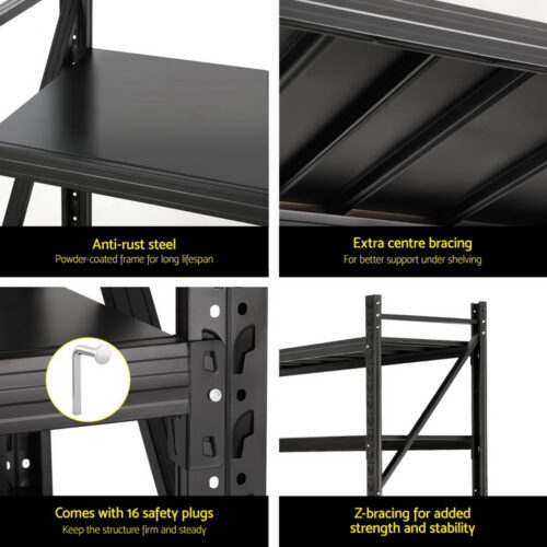 Giantz 4Mx2.4M Garage Shelving Warehouse Rack Black - Image 6