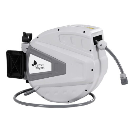Green Fingers 30M Water Hose Reel Retractable Auto Rewind Wall Mount Garden Spray Gun - Image 3