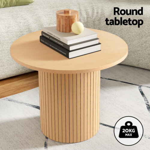 Artiss Coffee Table Round Fluted - Image 5