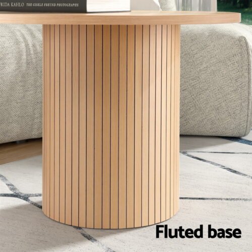 Artiss Coffee Table Round Fluted - Image 6