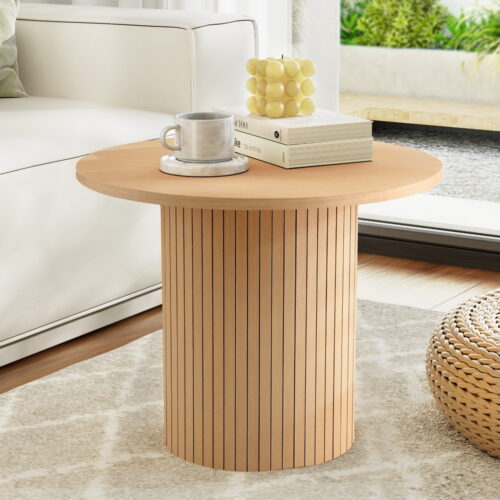 Artiss Coffee Table Round Fluted - Image 7