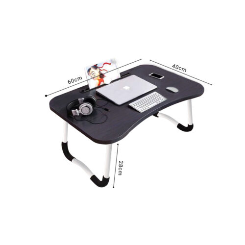 Black Portable Bed Table Adjustable Folding Bed Sofa Study Table Laptop Mini Desk with Notebook Stand Holder - Image 5