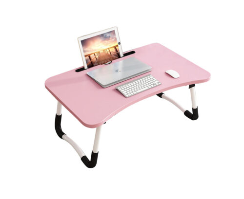 Pink Portable Bed Table Adjustable Folding Bed Sofa Study Table Laptop Mini Desk with Notebook Stand Holder