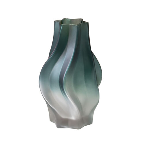 27cm Glass Vase Blue with Beautiful glass Bubble Texture Art Vases