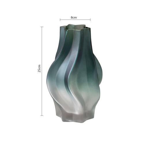 27cm Glass Vase Blue with Beautiful glass Bubble Texture Art Vases - Image 6
