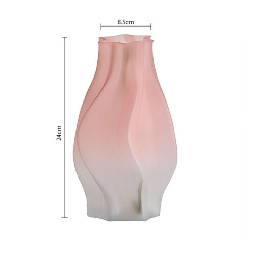 25cm Pink Glass Vase Art Blown Hand Flower Tall Vintage Art Vases - Image 5