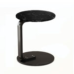 50cm Black Marble Mini Side Table Movable Lightweight Black Frame