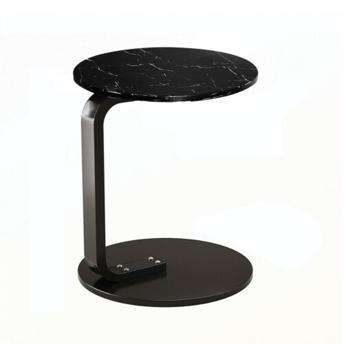 50cm Black Marble Mini Side Table Movable Lightweight Black Frame