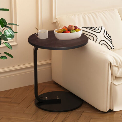50cm Wood Board Mini Side Table Movable Lightweight Black Frame - Image 5